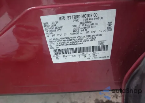 2024 Ford Edge Sel z USA, uszkodzony, nr VIN 2FMPK4J95RBA93764